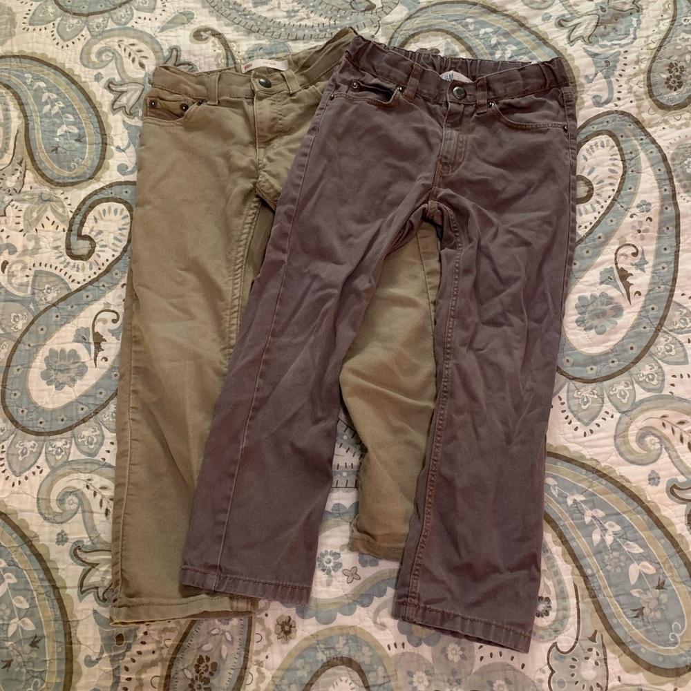 2 pairs boys khaki/brown pants